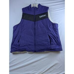 NFL Baltimore Ravens Womens 3XL Purple White Faux Fur Vest Full Zip Reversible‎